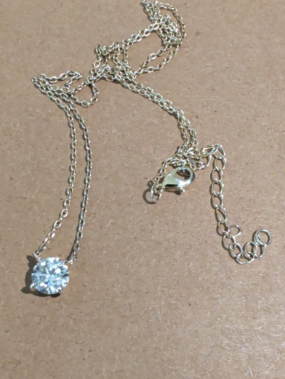 Gold Over Sterling Silver Moissanite Solitaire Pendant Necklace 14kt Over
